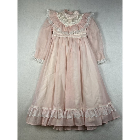 Gunne Sax Other - VTG 70's/ 80's Jeunes Filles GUNNE SAX Pink Lace Trim Dress Girls Size 5